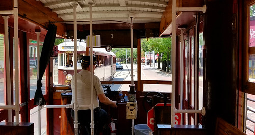 Picture of Conductor Leading Trolley Tour in Rochester Minnesota