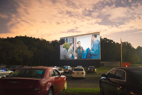 Cars at a drive-in theatre in Rochester, MN