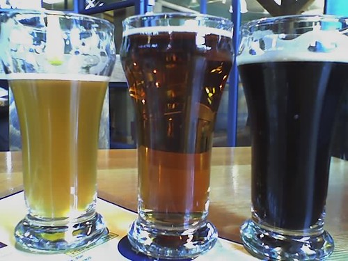 Three types of craft beer in clear glasses in Rochester, MN