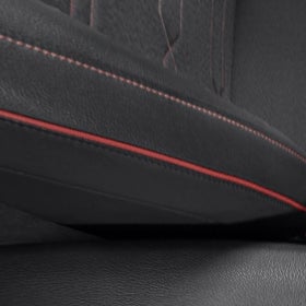 2020 Kia Forte Black SOFINO and cloth with red stitching