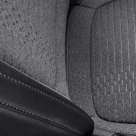 2021 Kia Seltos Black Cloth and SOFINO Seat Trim w/ Blue Stitching